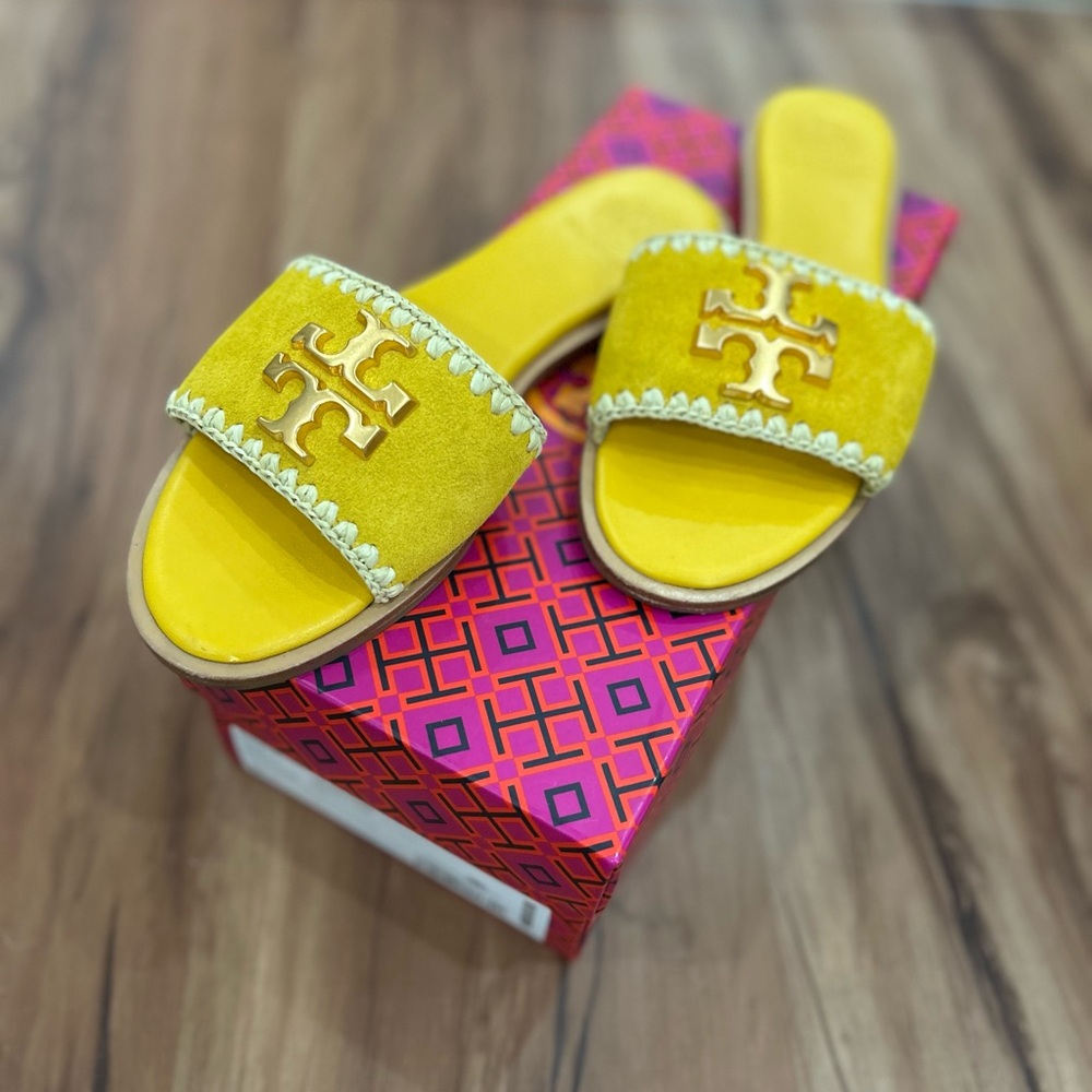 Tory Burch Yellow Slide Sandals
